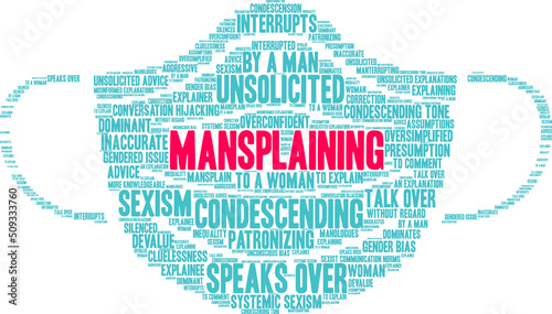 Mansplaining Word Cloud on a white background. 