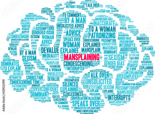 Mansplaining Word Cloud on a white background. 