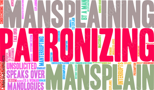 Patronizing Word Cloud on a white background. 