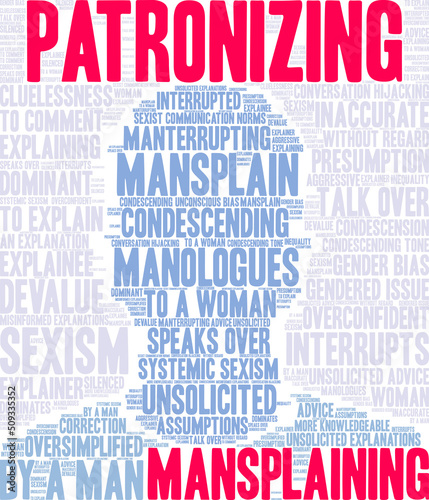 Patronizing Word Cloud on a white background. 