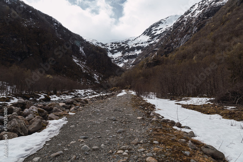 direct route trail to a glacier in norway