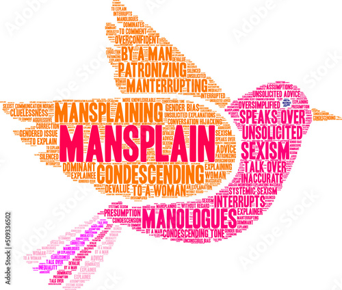 Mansplain Word Cloud on a white background