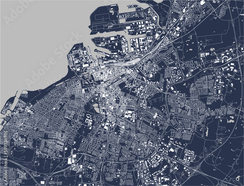 map of the city of Malmo, Sweden