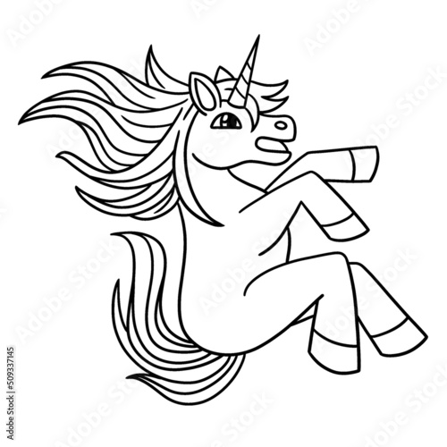 Unicorn Sliding Isolated Coloring Page for Kids