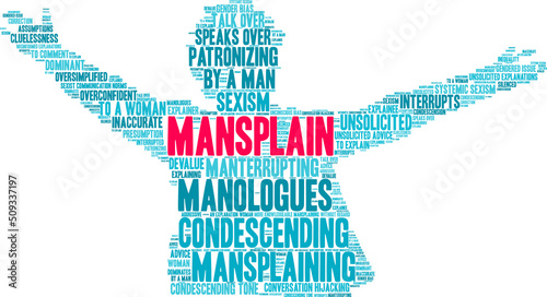 Mansplain Word Cloud on a white background. 