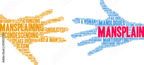 Mansplain Word Cloud on a white background. 