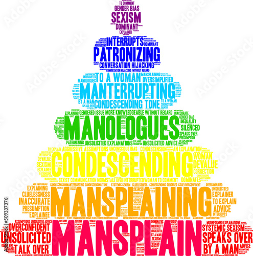 Mansplain Word Cloud on a white background. 
