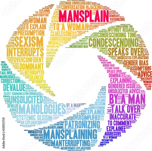 Mansplain Word Cloud on a white background. 