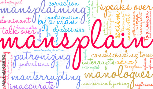 Mansplain Word Cloud on a white background. 
