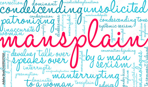 Mansplain Word Cloud on a white background