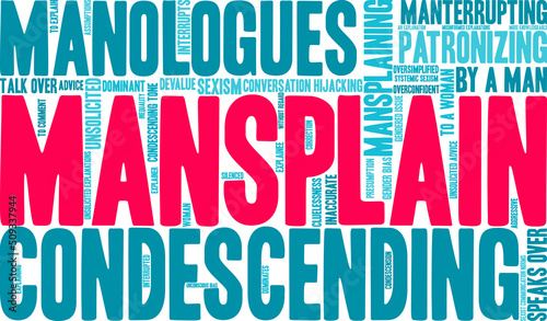 Mansplain Word Cloud on a white background. 