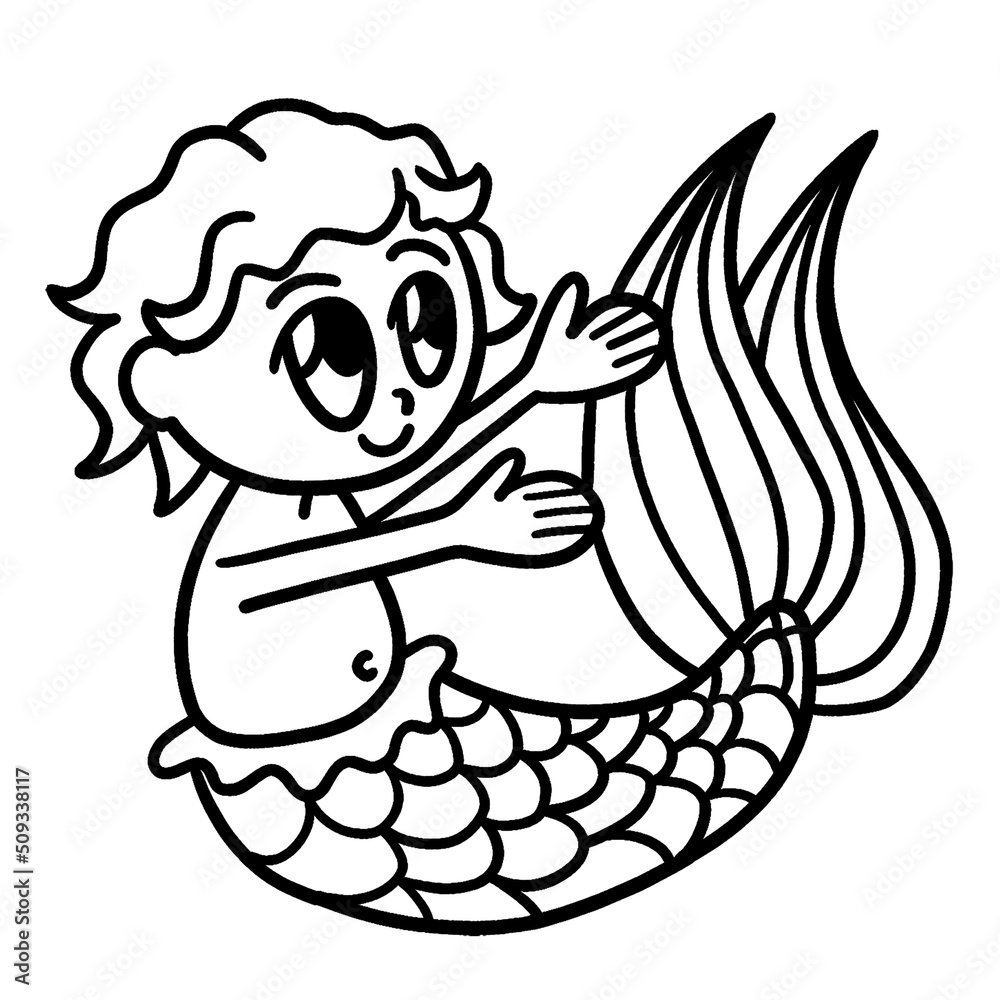 Baby Mermaid Isolated Coloring Page for Kids Stock Vector Adobe Stock