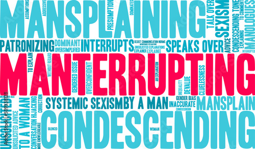Manterrupting word cloud on a white background. 
