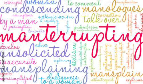 Manterrupting word cloud on a white background. 