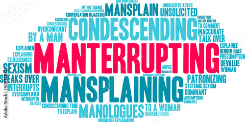 Manterrupting word cloud on a white background. 