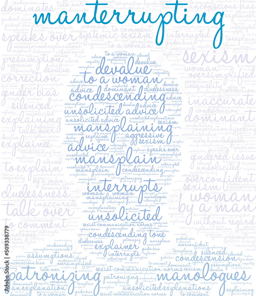 Fototapeta premium Manterrupting word cloud on a white background. 