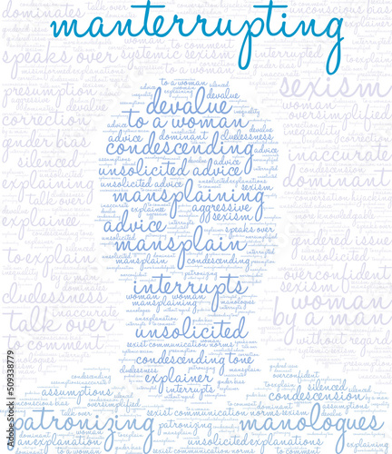 Manterrupting word cloud on a white background. 