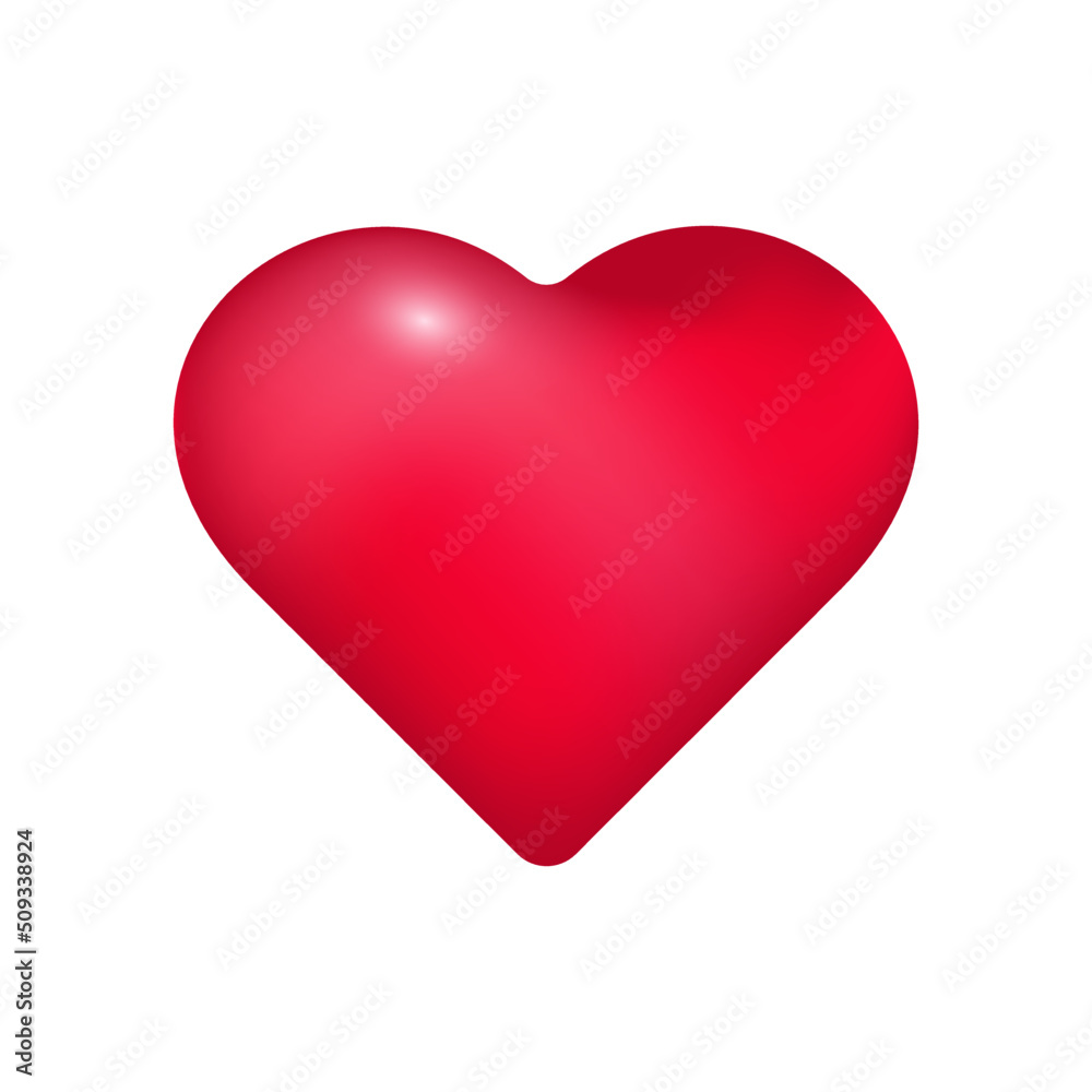 Illustration of the heart. A heart with a red gradient. Illustration for the design of postcards, banners or souvenirs.