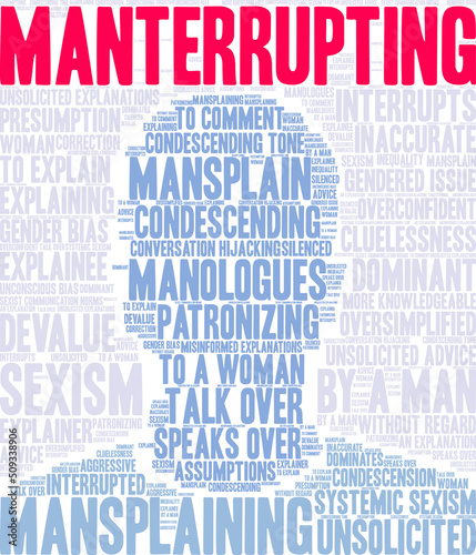 Manterrupting word cloud on a white background. 