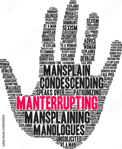 Manterrupting word cloud on a white background. 