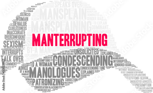 Manterrupting word cloud on a white background. 