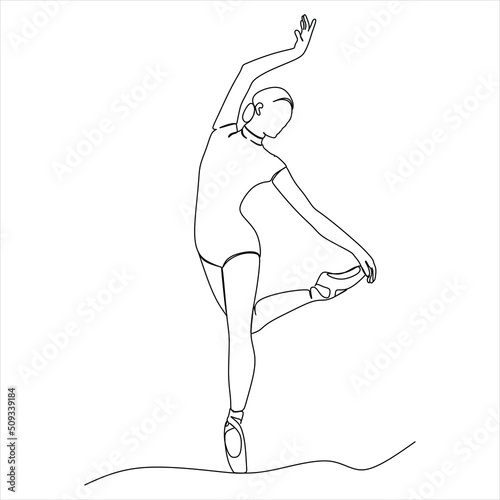Continuous line drawing. Ballerina ballet dancer. Vector illustration