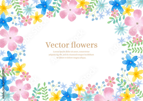 夏の水彩フラワーフレーム 南国