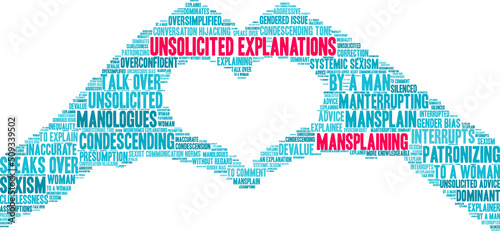 Unsolicited Explanations word cloud on a white background. 