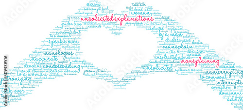Unsolicited Explanations word cloud on a white background. 