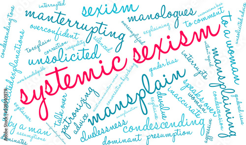 Systemic Sexism Word Cloud on a white background. 