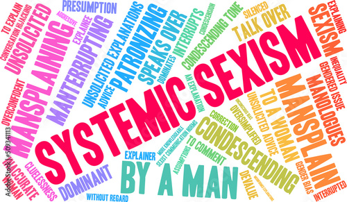 Systemic Sexism Word Cloud on a white background. 