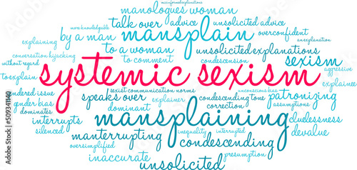 Systemic Sexism Word Cloud on a white background. 