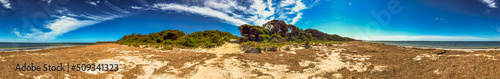 D' Estrees Bay Beach, panoramic view of Kangaroo Island on a sunny day, Australia