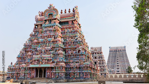 Southern Gopurams of Sri Ranganathaswamy Temple, Srirangam, Trichy, Tamil Nadu, India photo