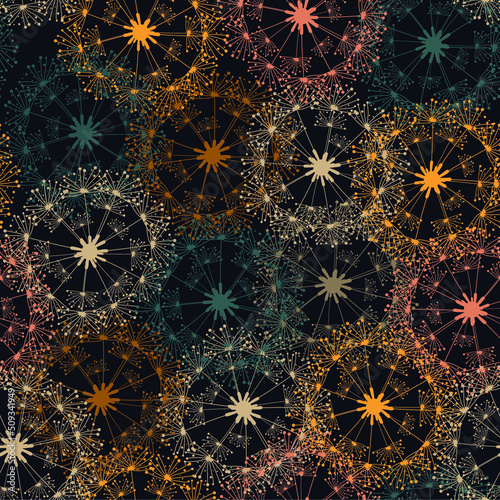Retro floral seamless background pattern with dandelions. Illustration can be used for wallpaper, pattern fills, web page background, surface textures