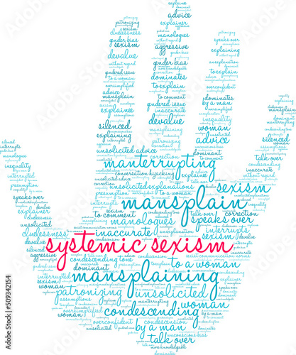 Systemic Sexism Word Cloud on a white background. 