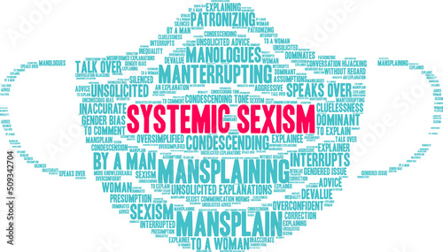 Systemic Sexism Word Cloud on a white background. 