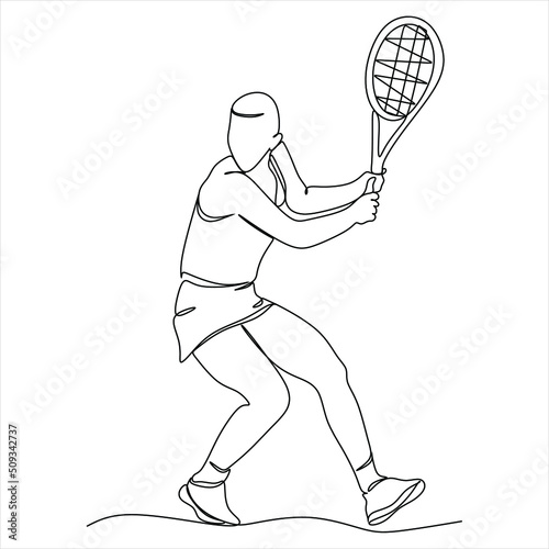Vector drawing of a female tennis player. Sports, recreation.