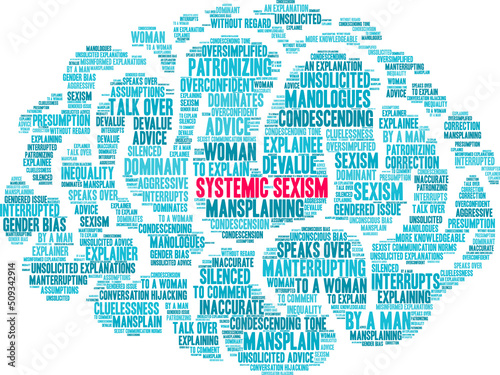Systemic Sexism Word Cloud on a white background 