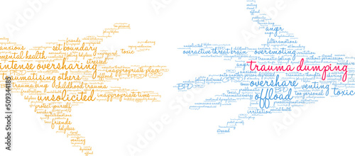 Trauma Dumping Word Cloud on a white background.  photo