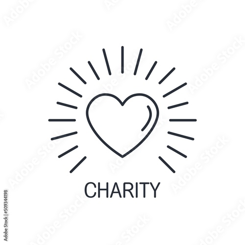 Glowing heart. non-profit organizations. Donation Center. Vector linear icon isolated on white background