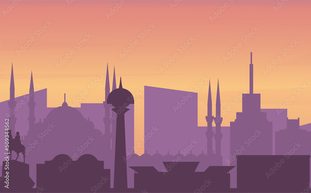 Color silhouette city. Ankara Turkey