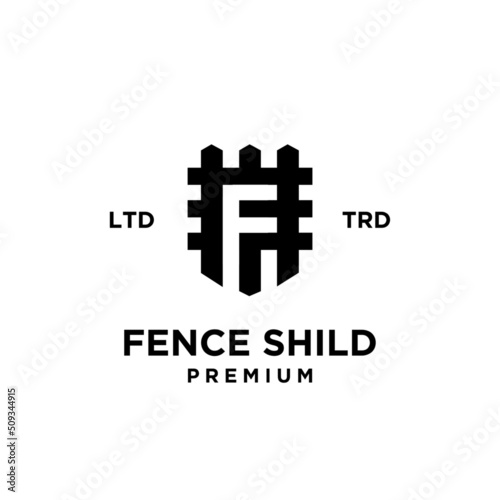 Fence shield with initial letter f vintage logo design