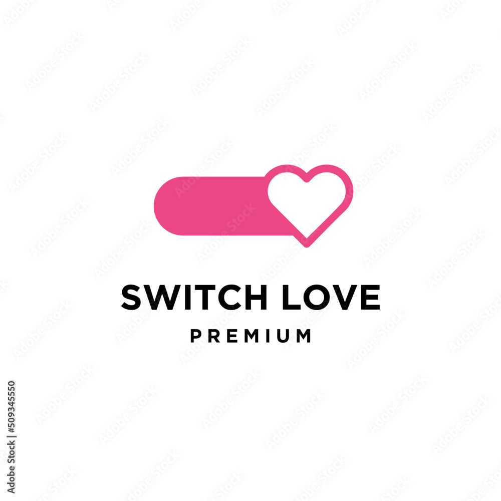 power switch logo with love heart icon design