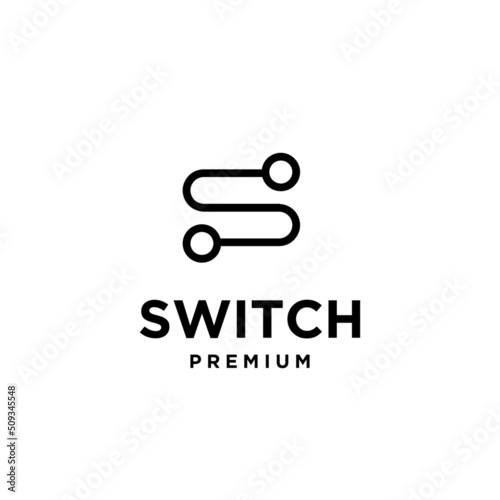 switch logo with power on off icon design