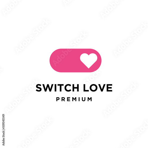 power switch logo with love heart icon design