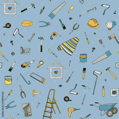 Repair tools vector seamless pattern