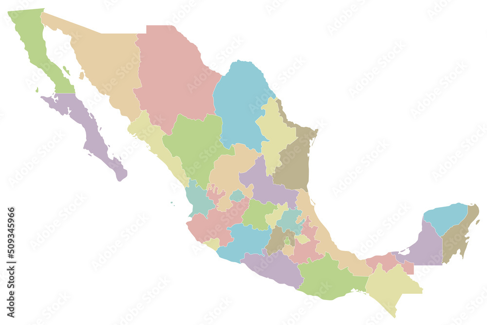 Obraz premium Vector blank map of Mexico with regions or or states and administrative divisions. Editable and clearly labeled layers.