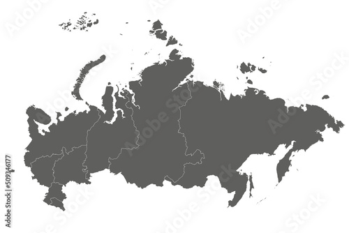 Vector blank map of Russia with regions or or federal districts and administrative divisions. Editable and clearly labeled layers. photo