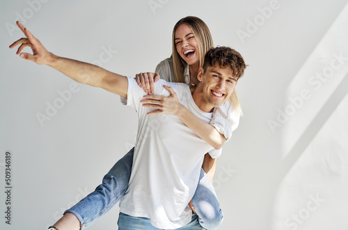 Portrait of smiling beautiful couple having fun